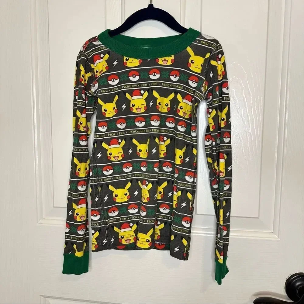 Hanna Andersson X Pokémon Pikachu Pokéball Christmas Fair Isle Long John PJ Set